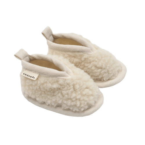 Baby Sheepskin Booties - Sheepskin Leather Soled Booties in "Milk" – BINIBAMBA