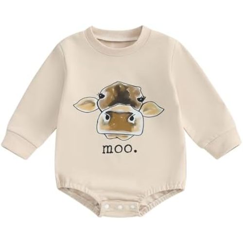 Newborn Baby Boys Romper Sweatshirt Western Country Farm Long Sleeve Bubble Bodysuit Jumpsuit Fall Winter Clothes