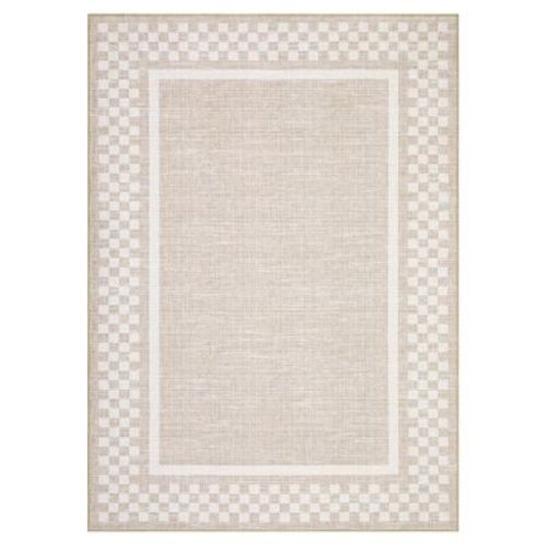 COZONY Washable Checkerboard Area Rug with Border, Non‑Slip Soft Low Pile Carpet for Living Room Bedroom