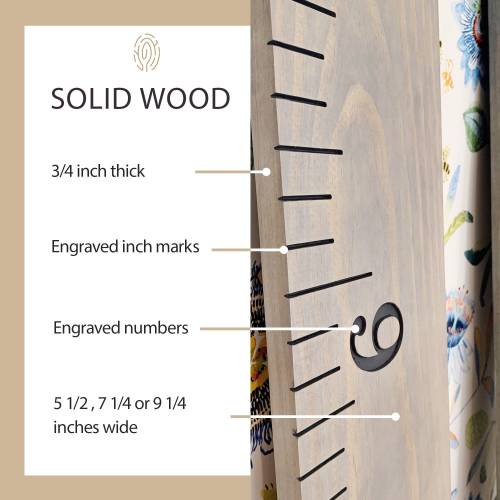 Engraved Growth Chart, Wooden Ruler, Solid Wood Height Board for Kids and Family, Minimalist Nursery Decor, Modern Keepsake Measuring Stick