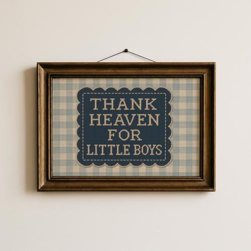 Thank Heaven For Little Boys Print ∙ Vintage Nursery Wall Art ∙ Digital, Print, Framed or Canvas