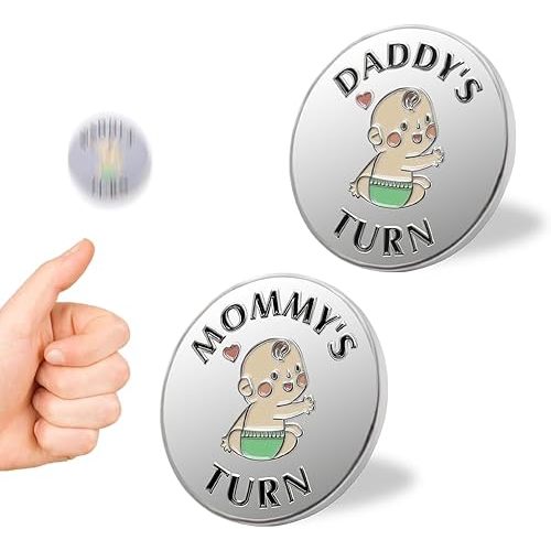 Lovely New Parent Decision Coin as Baby Gift,Double-Sided Coins as Gifts for Couples,Funny Gifts for Mom & Dad,New Mommy Essentials Fathers Day,Silver