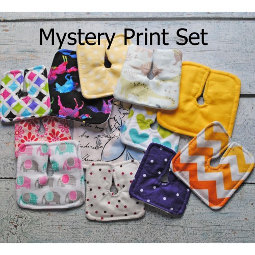 Mystery Print Set of 6, 12, 18 or 24 Trach Pads | Tracheostomy Pad | Trach Dressing | Tracheostomy Dressing | Reusable Split-Gauze Pad