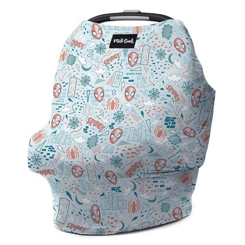 Milk Snob Original Marvel 5-in-1 Baby Cover, Breastfeeding, Car Seat, Carrier, Stroller, High Chair, Shopping Cart, Canopy, Baby Shower Gender Neutral Gifts, Nursing Top (Spider-Man Sketch Book)