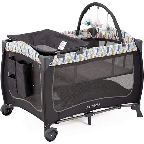 Pamo Babe Portable Travel Crib for Toddlers, Baby Playpen with Bassinet and Changing Table(Blue)