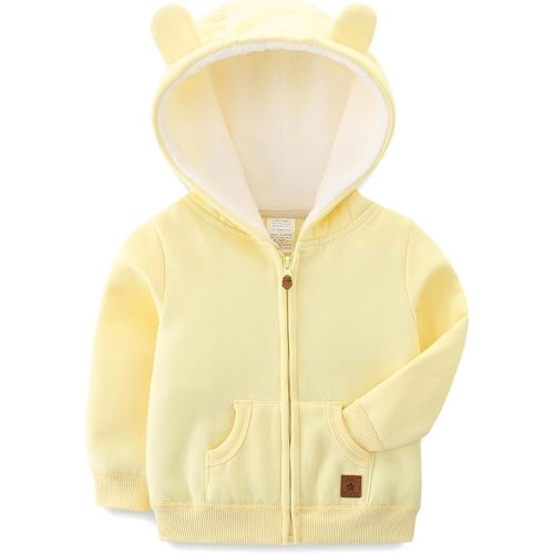 Baby Boy Girl Clothes Zip-Up Hoodies with Sherpa Lining Spring Fall Outerwear Coat