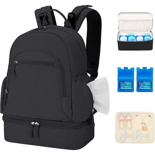 Breast Pump Backpack Fit for Spectra S1/S2 with Removable Cooler Compartment, Breast Pump Bag Fit Pump Accessories for Working & Nursing Moms, Breast Milk Cooler Bag for Travel and Family Use Black