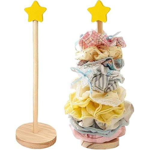 Ouliget Scrunchies Holder Stand,Star Vertical Hair Tie Hairclip Organizer,15-20 Scrunchies Holder Space for Women Bathroom Bedroom,Suitable for DIY Christmas Tree