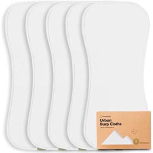 5-Pack Organic Burp Cloths for Baby Boys and Girls - Ultra Absorbent Burping Cloth, Burp Clothes, Newborn Towel - Milk Spit Up Rags - Burpy Cloth Bib for Unisex, Boy, Girl - Burp Cloths (Soft White)