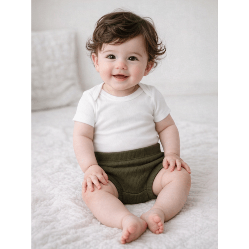 Organic Cotton Waffle Shorts, Forest