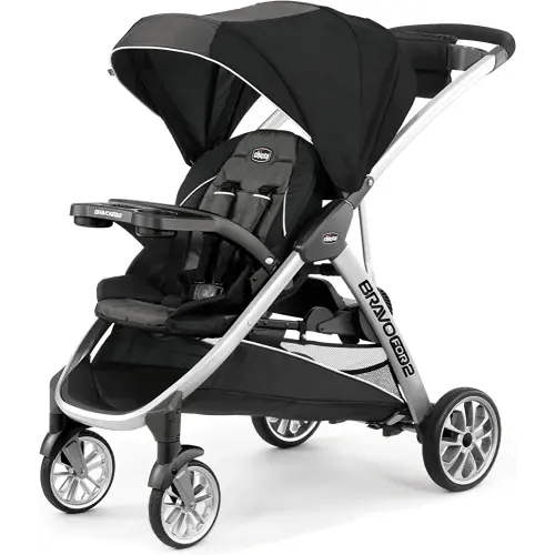 Chicco BravoFor2 Standing/Sitting Double Stroller - Iron | Black/Grey
