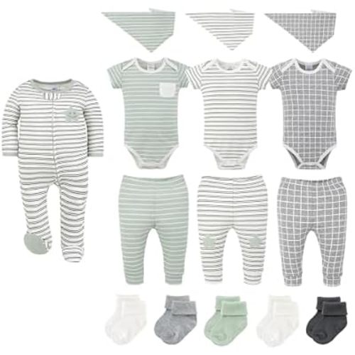The Peanutshell 15pc Baby Clothes Set - Newborn, 3-6, 6-9 - Easy Basics