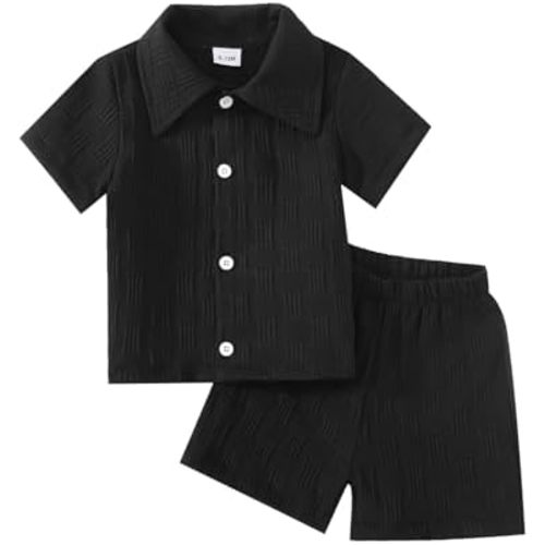 Toddlers and Baby Boys' Summer Clothes Infant Boy Button-town Shirt and Short Set Outfits