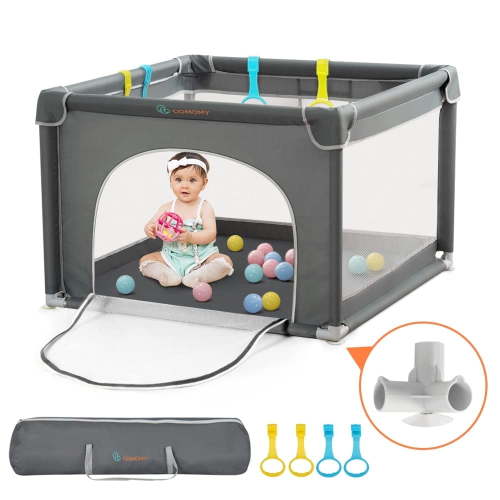 Playpens for Babies and Toddlers, Small Baby Play Pens,Indoor & Outdoor Kids Activity ,Dark Grey