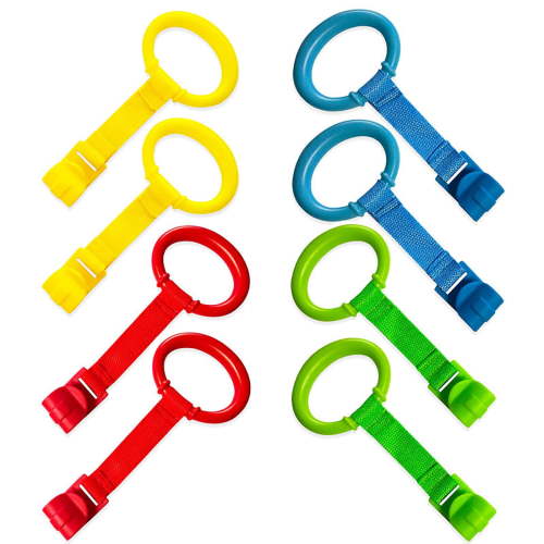 Playpen Pull Up Rings,4 Colors Baby Pull Up Rings For Playpen,Pull Up Rings For Play Pen,Pull To Stand Toys Hanging,Plastic Baby Walking Helper,Baby Toy Strap,Accessories For Infant Toddler Tool