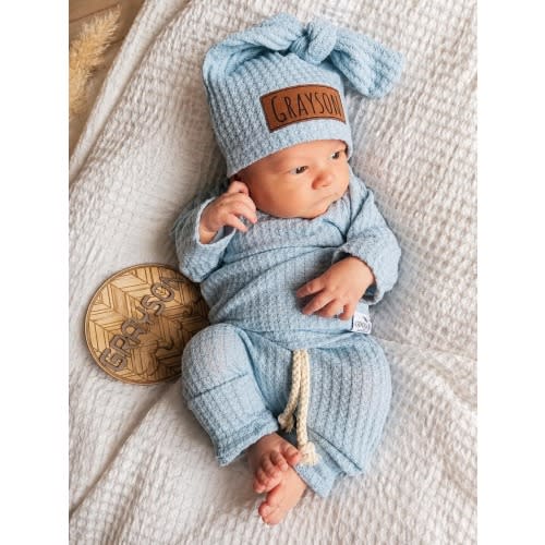Baby Boy Coming Home Outfit | Personalized Waffle Set | Newborn Going Home Outfit | Baby Shower Gift | Hospital Outfit
