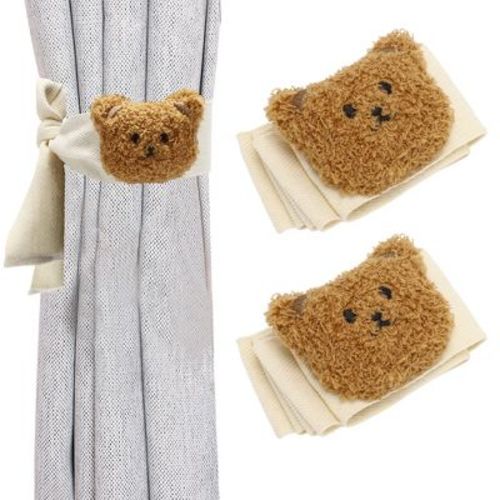 Unique Bargains Bears Curtain Ties for Drapes Brown Beige 2pcs