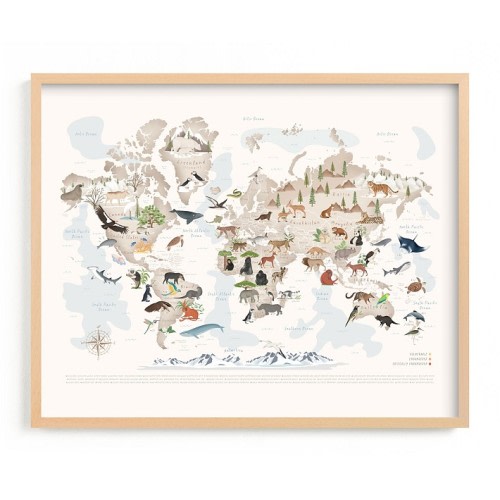Minted® Animals World Map, 65 Threatened Species Wall Art by Sabrin Deirani