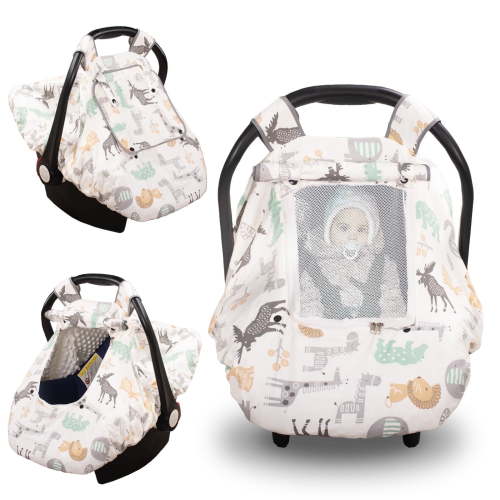 Beavtaens 3-in-1 Baby Car Seat Cover, Winter Infant Carseat Canopy, Soft & Breathable, White