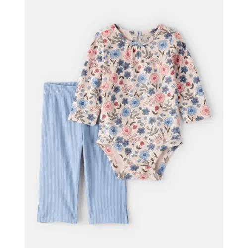 Baby Girl 2-Piece Floral Bodysuit & Pant Set | Carter's