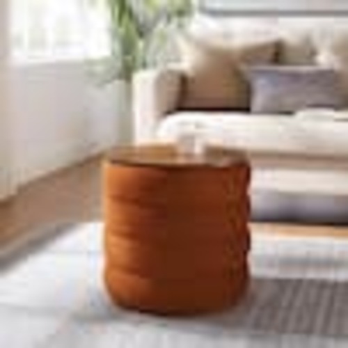 MODWAY Mezzo Round Performance Velvet Storage Ottoman in Rust EEI-6684-RUS