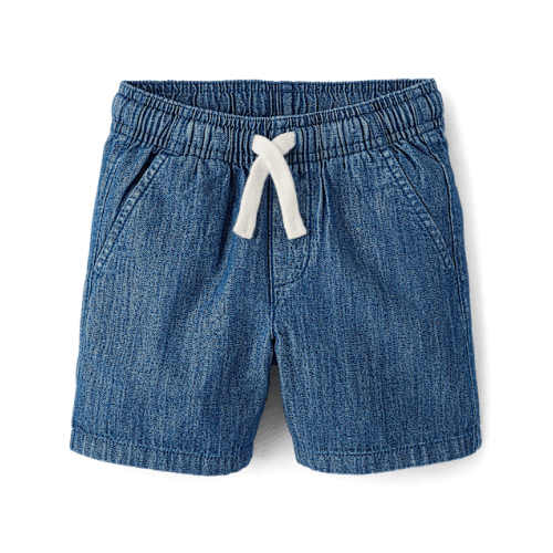Baby And Toddler Boys Chambray Pull On Jean Shorts - Blue