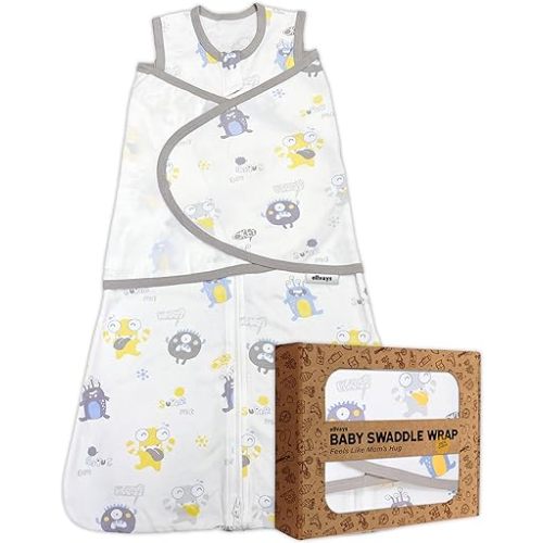 Newborn Swaddle Sleep Sack, 3–6 Month swaddle 100% Organic Cotton Transitional Swaddle sack with Three-Way Zipper, Easy Night Diaper Changes, 0.5 TOG (3–6 Months, Medium)