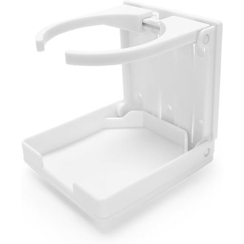 Camco Camper/RV Drink Holder - Features Adjustable Space-Saving Design & Holds Almost Any Size Mug, Cup, Bottle or Can - Extra Cup Holder for Cars, Trucks, RVs, Vans, Boats, and More - White (44040)