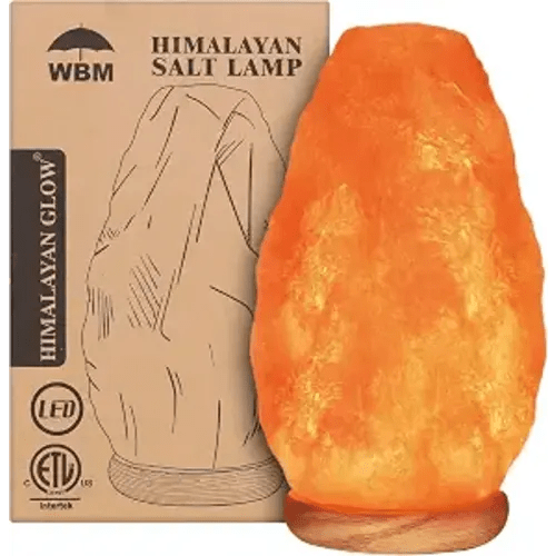 WBM Salt Lamp - USB Himalayan Salt Lamp with Touch Dimmer Control, Natural Pink Crystal, 5-7 lbs, Wooden Base, LED Bulb, Room Decor, Home Decor, Relaxation, Ambiance, Gift