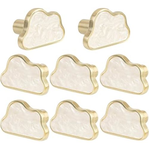 8PCS Cloud Shaped Dresser Knobs Kids Dresser Knobs Handle Cartoon Cabinet Door Knobs Hardware Closet Cupboard Knobs for Cabinets, Dresser, Desk Drawers, Wardrobe Drawers or Bookcases (White)
