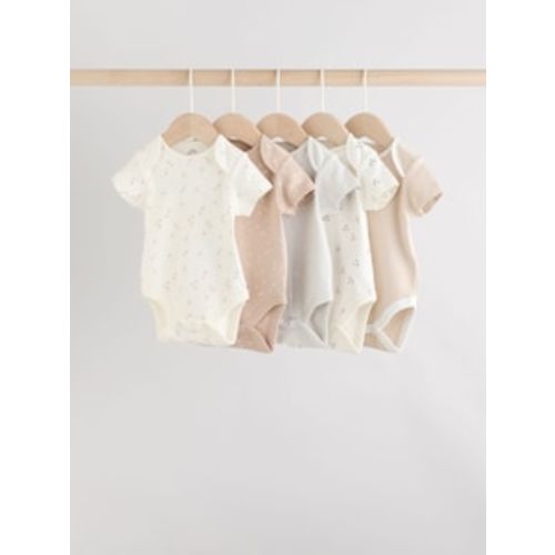 Buy Neutral 100% Cotton Long Sleeve Baby Bodysuits 5 Pack from Next Australia