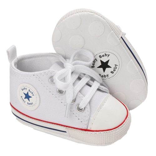 Unisex Baby Boys Girls Shoes, Newborn Infant Non-Slip Canvas Denim High Top Sneakers, Toddler First Walkers Shoes