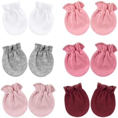 BQUBO Newborn Infant Toddler Mittens No Scratch Cotton Elastic Wrist Gloves Hypoallergenic for 0-6 Months Baby Boys Girls