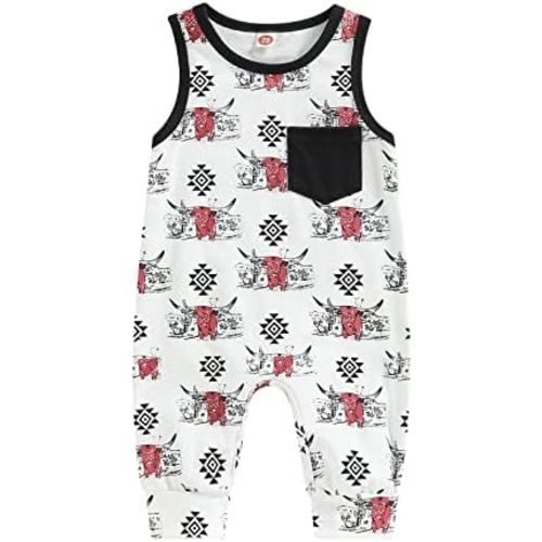 Infant Boy Outfits Baby Boy Cute Cartoon Sleeveless Romper Jumpsuit Top