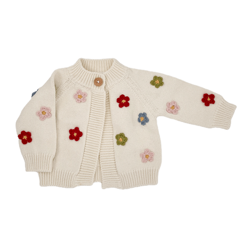 The Blueberry Hill - Cotton Flower Cardigan, Multi-Color | Baby Sweater
