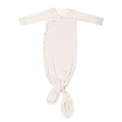 Copper Pearl Baby Gown - Knotted Newborn Sleepers for Baby Boy and Girl, Soft Stretchy Long Sleeve Infant Gowns with Bottom Tie and Hand Mittens, Perfect Hospital Coming Home Outfit (Oat)