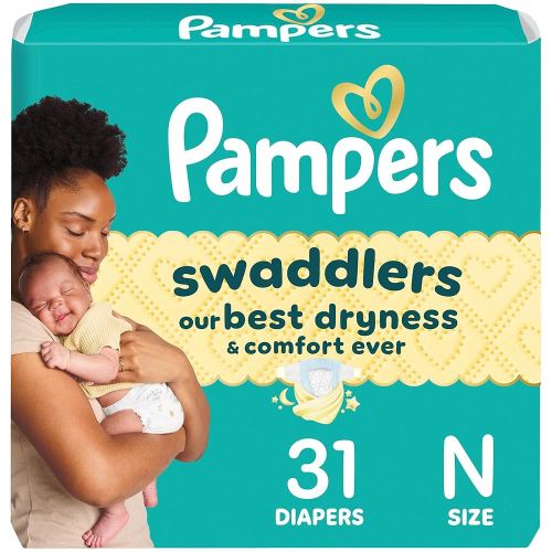 Pampers Swaddlers Diapers Newborn - Size 0, 31 Count, Ultra Soft Disposable Baby Diapers