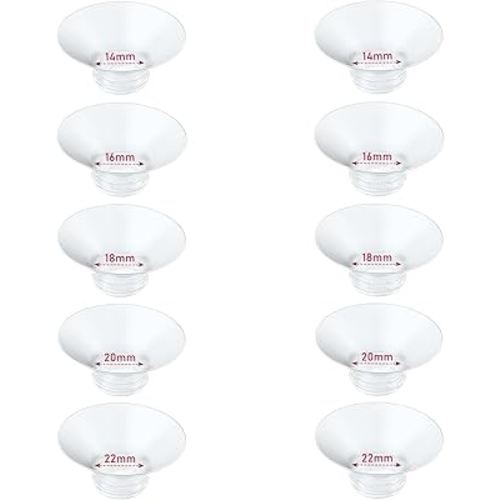 Flange Insert 10PCS 14/16/18/20/22mm*2 Compatible with Momcozy M9/M6/M5/S12 Pro/V1 Pro/V2 pro, Spectra/Medela/Elvie/NCVI/TSRETE/eufy/Lansinoh/Paruu/MomMed Breast Pump 24mm Shields/Flanges
