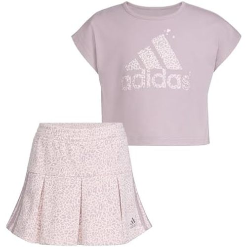 adidas girls 2-Piece Short Sleeve Box Tee & Pleated Skort Set
