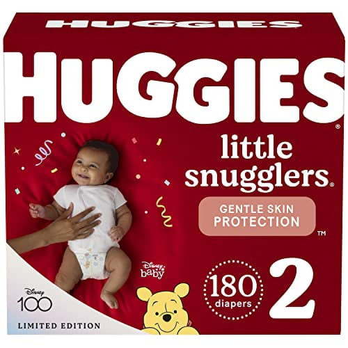 Huggies Size 2 Diapers, Little Snugglers Baby Diapers, Size 2 (12-18 lbs), 180 Count