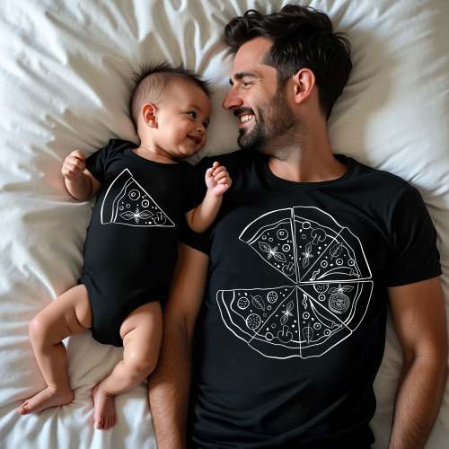Graphic Pizza and Pizza Slice Dad and Baby Matching T-Shirts – The Matching Shop