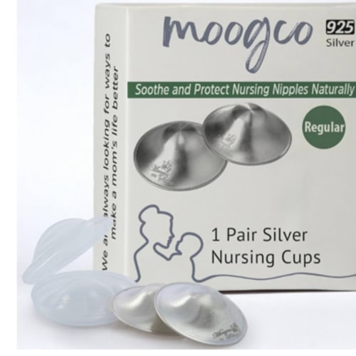 The Original Silver Nursing Cups - 925k Nipple Cups - Nipple Shield for Nursing Newborn - Silver Nipple Covers Breastfeeding (Pure Silver, 925 Regular Size)