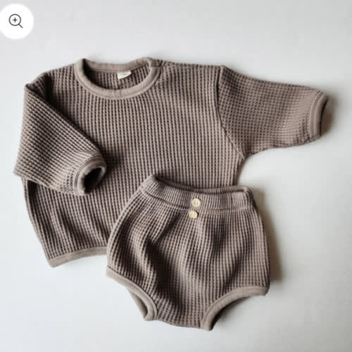 Baby Nunu Big Waffle Top and Bloomer Shorts Set (3-18m)- 3 Colors | AT NOON STORE