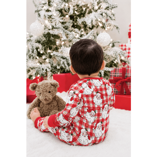 Christmas Bamboo Convertible Zipper Romper in Cozy Claus | Caden Lane