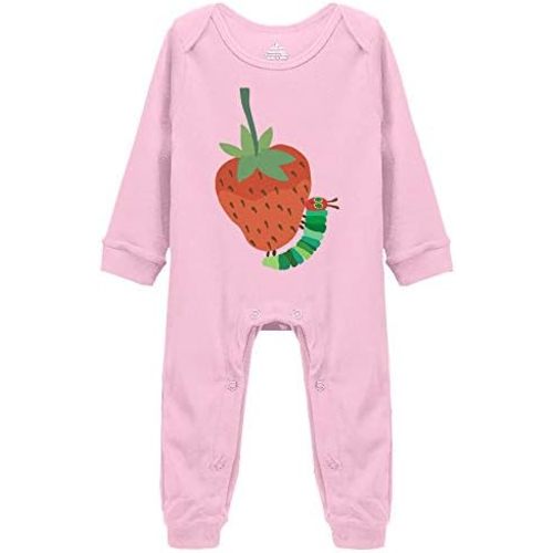 Hungry Worm Caterpillar with Strawberry Cute Bodysuit Toddler Romper Unisex Baby Short Sleeve