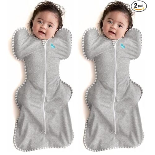 Love to Dream Swaddle UP, Gray, Newborn, 5-8.5 lbs., Dramatically Better Sleep, Allow Baby to Sleep in Their Preferred arms up Position for self-Soothing, snug fit Calms Startle Reflex (Pack of 2)