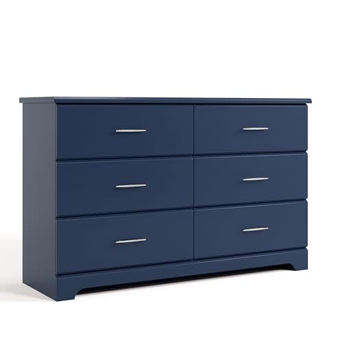 Storkcraft Brookside 6-Drawer Dresser, Midnight Blue | GREENGUARD Gold Certified, White Dresser for Bedroom, Kids & Nursery Storage Chest, Safety Interlocking Drawers, Kids Bedroom