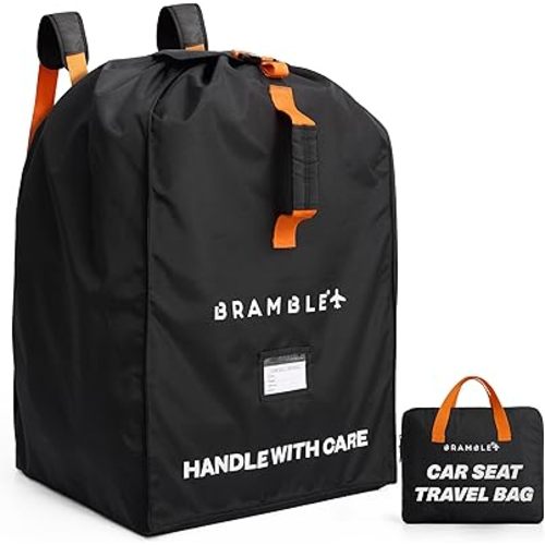 Bramble - Car Seat Travel Bag for Airplane Gate Check - Water Resistant Ballistic Nylon Car Seat Bag with Padded Neoprene Straps, Carry Pouch & ID Window - 31.5 x 18 x 18 Inches (Black)