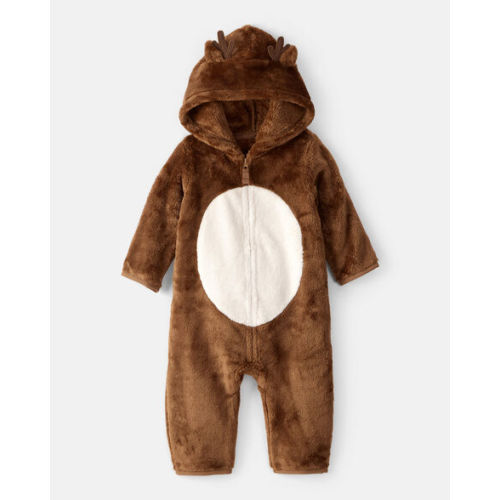 Baby Reindeer Hooded Jumpsuit - Brown - Carter's | Carter's