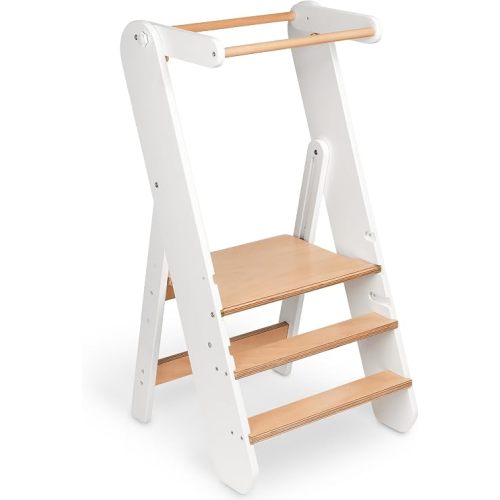 Comfy Cubs Kids Step Stool for Ages 3+, 3 Height Adjustable Toddler Tower, Montessori Furniture Designed in the US - Toddler Standing Tower for Kitchen Sink & Bathroom Access - Sage